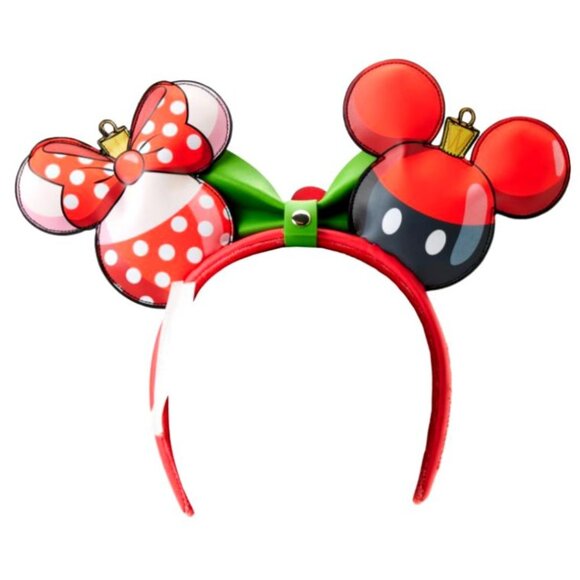 Loungefly Disney Ears Headband Mickey and Minnie Mouse Ornament Removable Bow